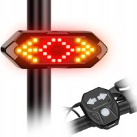 Задний велосипедный фонарь с указателями поворотов, с поворотниками, световым и звуковым сигналом, светодиодный, с пультом ДУ